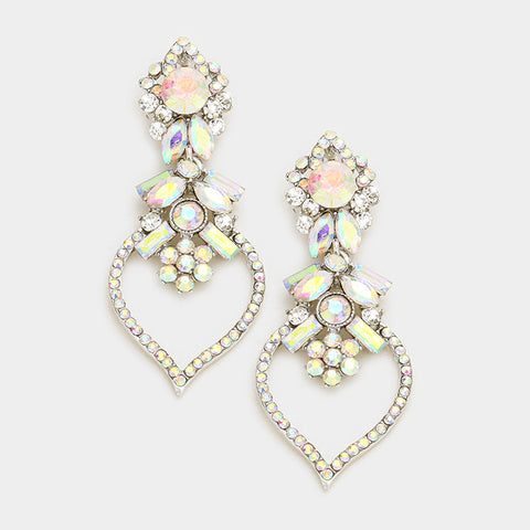 Elegant baguette Crystal Statement Earring_3 colors