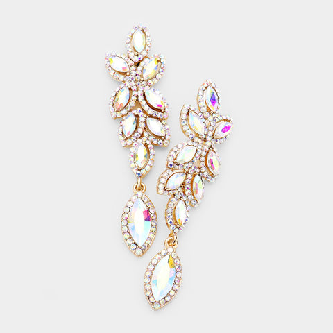 Leaf Fancy marquise crystal earring_10 colors