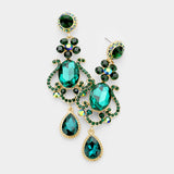 Floral Teardrop Fancy Crystal Dangle Evening Earrings_6 colors