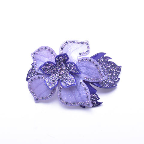 Elegant Triple leaves fancy acrylic & crystal Hair barrette