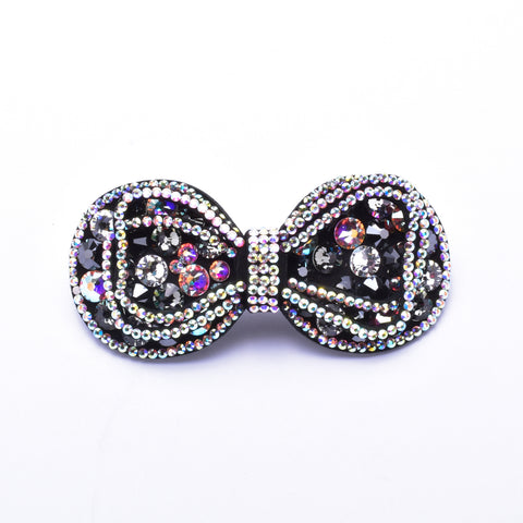 Elegant Stretch fabric triple Bow-tie fancy crystal Hair Clip