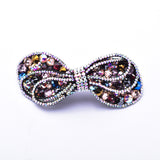 Elegant Stretch fabric triple Bow-tie fancy crystal Hair Barrette