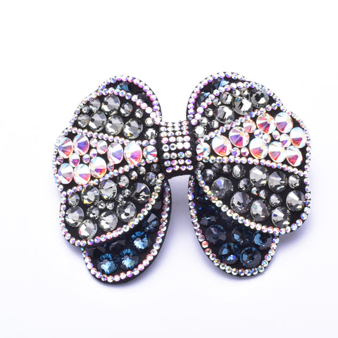 Elegant Stretch fabric Double Bow-tie fancy crystal Hair Clip