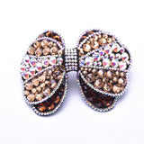 Elegant Stretch fabric Double Bow-tie fancy crystal Hair Clip