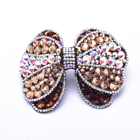 Elegant Stretch fabric Double Bow-tie fancy crystal Hair Clip