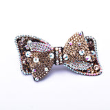 Elegant Stretch fabric Double Bow-tie fancy crystal Hair Barrette