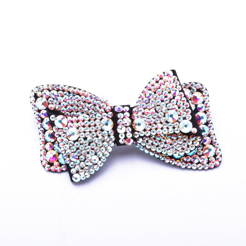 Elegant Stretch fabric Double Bow-tie fancy crystal Hair Barrette