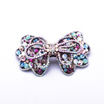 Elegant Stretch fabric Double Bow-tie fancy crystal Hair Barrette