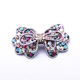 Elegant Stretch fabric Double Bow-tie fancy crystal Hair Barrette