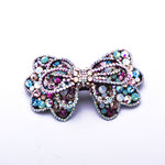 Elegant Stretch fabric Double Bow-tie fancy crystal Hair Barrette