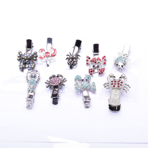 Assort  Sea Creature Crystal Small Alligator Hair Clip ( 9 pcs / Pack)