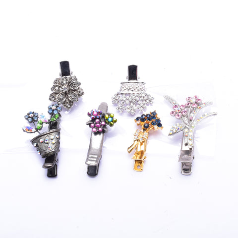 Assort Fancy Crystal Small Alligator Hair Clip ( 6 pcs / Pack)