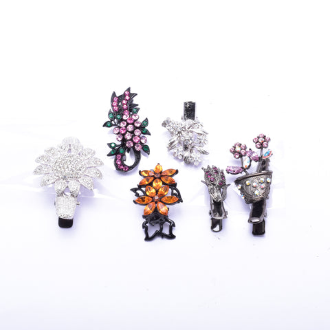 Assort Flower Fancy crystal small Alligator Hair Clip ( 6 pcs / Pack)