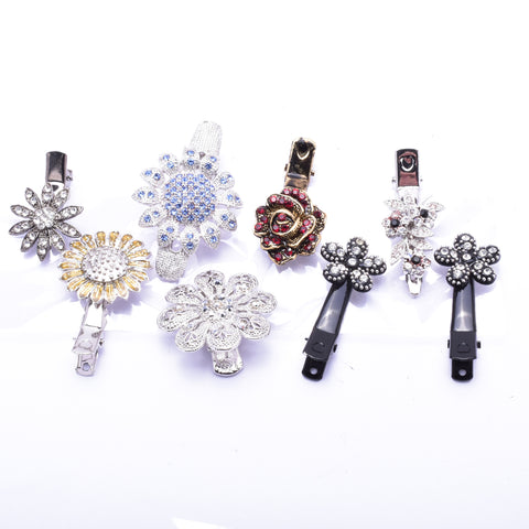 Assort Flower Fancy Crystal Small Alligator Hair Clip (8 PCS / Pack)