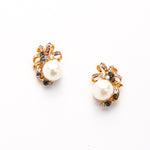 Fancy Ribbon Natural Pearl & Crystal Earring_2 colors