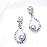 Fancy open Tear drop Crystal & Fresh Pearl Earring_3 colors