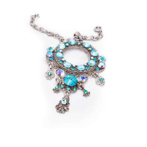 Elegant Circle drop crystal Necklace_2 colors