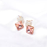 Elegant double Square Fancy Crystal Earring_3 colors