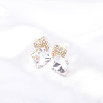 Elegant double Square Fancy Crystal Earring_3 colors