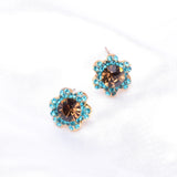 Cute Flower Button Crystal Earring_2 colors