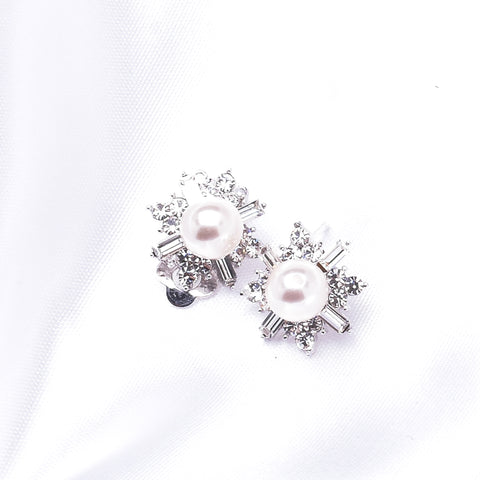 Pearl Crystal Statement Clip On Earring_2 colors