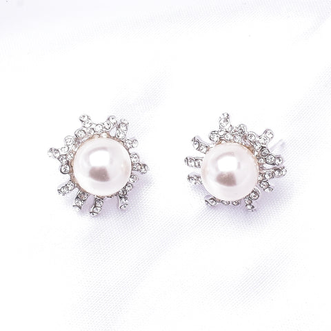 Classic Button Crystal & Pearl Earring_2 colors