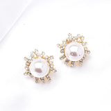 Classic Button Crystal & Pearl Earring_2 colors