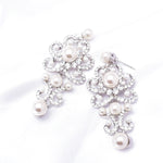 Victorian Flower Crystal & Fresh Pearl Earring_2 colors