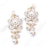 Victorian Flower Crystal & Fresh Pearl Earring_2 colors