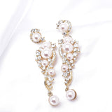 Elegant Long drop Fresh Pearl & Crystal Earring_3 colors