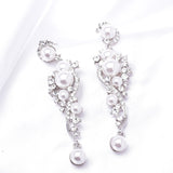 Elegant Long drop Fresh Pearl & Crystal Earring_3 colors