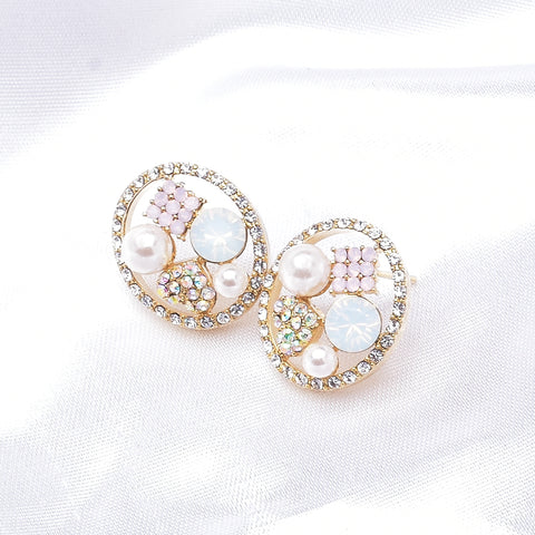 Charming Pearl Crystal Stud Earring_6 colors