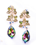 Fancy Tear drop crystal Tree branch leaves Earring_3 colors