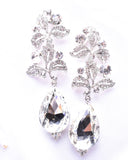 Fancy Tear drop crystal Tree branch leaves Earring_3 colors