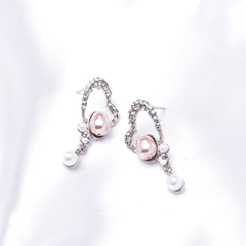 Lovely Heart Water fresh Pearl & Crystal Earring