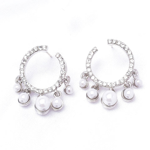 Charming open Hoop Pearl drop & Crystal Earring_2 colors