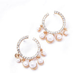 Charming open Hoop Pearl drop & Crystal Earring_2 colors