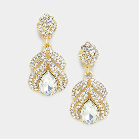 Crystal Rhinestone Arabian Teardrop Evening Earring_8 colors