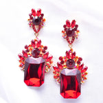 Rectangle Fancy crystal Accented Evening Earring_11 colors