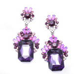 Rectangle Fancy crystal Accented Evening Earring_11 colors