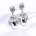 Rectangle Fancy crystal Accented Evening Earring_11 colors