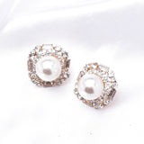 Elegant Square Fancy Crystal & Fresh water Pearl Earring_3 colors