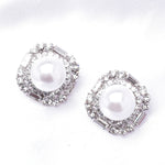 Elegant Square Fancy Crystal & Fresh water Pearl Earring_3 colors