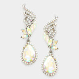 Crystal Rhinestone Teardrop Dangle Evening Earring_4 colors