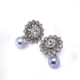 Cute flower Pearl & Crystal Earrings_8 colors