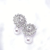 Cute flower Pearl & Crystal Earrings_8 colors