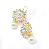 Cute flower Pearl & Crystal Earrings_8 colors