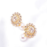 Cute flower Pearl & Crystal Earrings_8 colors