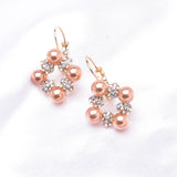 Elegant Square Circle Pearl & Crystal Euro Wire Earring_6 colors