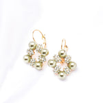 Elegant Square Circle Pearl & Crystal Euro Wire Earring_6 colors